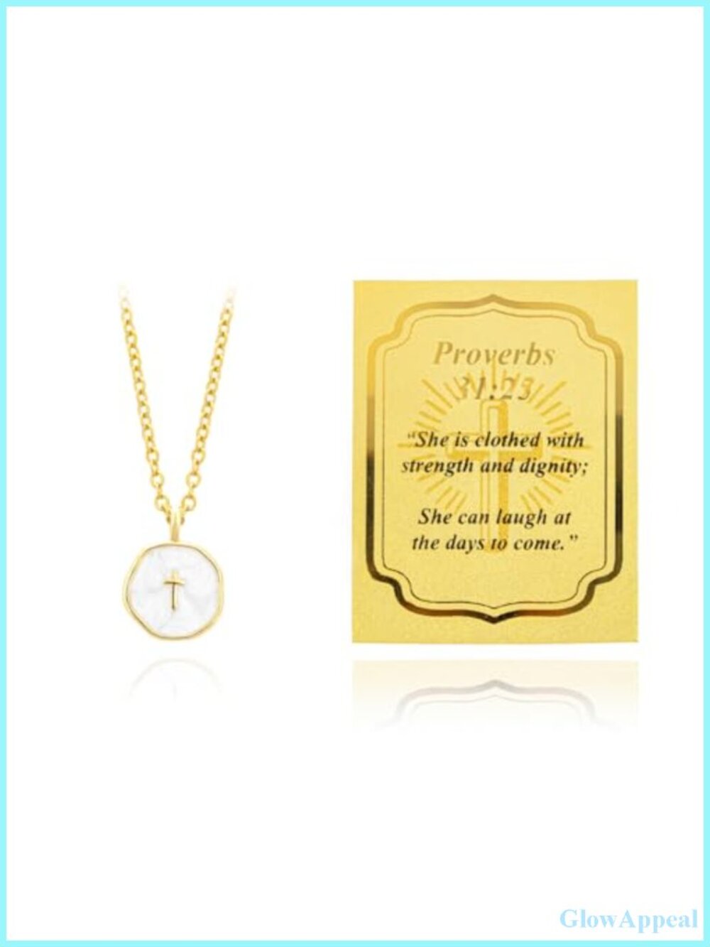 18K Gold Plated Christian Cross Necklace with Real Gold Bible Verse Card Gift